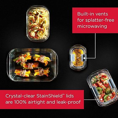 Glass Food Storage Containers Set, Leak-Proof Airtight Lids, BPA-Free