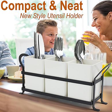 Cutlery Holder with Drain Holes 3 Piece Set for Countertop