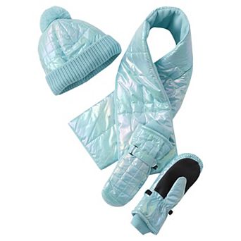 Kids' Lands' End Iridescent Hat, Scarf & Mittens 3 pc Set