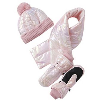 Kids' Lands' End Iridescent Hat, Scarf & Mittens 3 pc Set