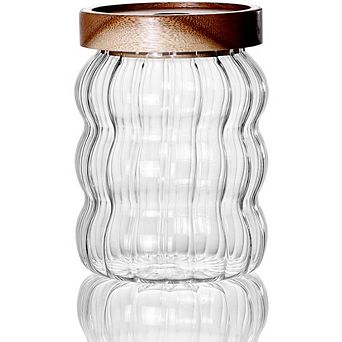 Glass Food Storage Jar with Airtight Acacia Wood Lid, Kitchen Canisterg