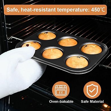 6-Piece Nonstick Carbon Steel Bakeware Set, Oven-Safe, Silicone Handles, PFOA-Free