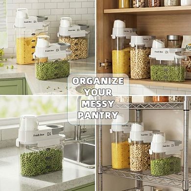 5.5 Lb Rice and Dry Food Storage Container with Measuring Cup BPA-Free Clear Plastic