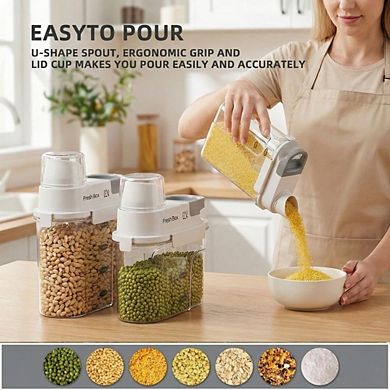 5.5 Lb Rice and Dry Food Storage Container with Measuring Cup BPA-Free Clear Plastic