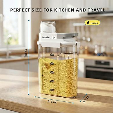 5.5 Lb Rice and Dry Food Storage Container with Measuring Cup BPA-Free Clear Plastic