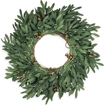 Olive Wreath for Front Door Artificial Large Green