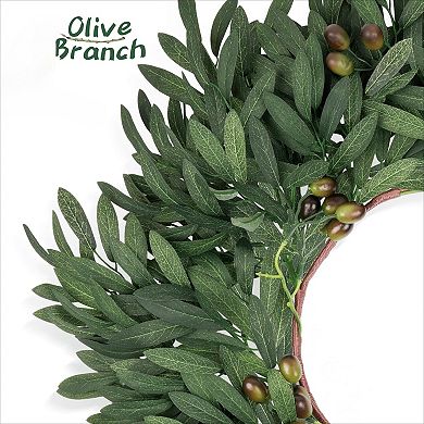 Olive Wreath for Front Door Artificial Large Green