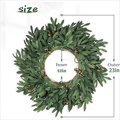 Olive Wreath for Front Door Artificial Large Green