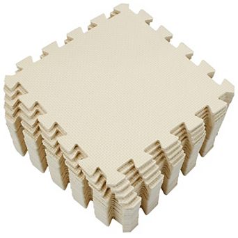 18 Tiles Interlocking EVA Foam Play Mat Beige 16 sq.ft Puzzle Floor Gym Exercise Crawling Mat