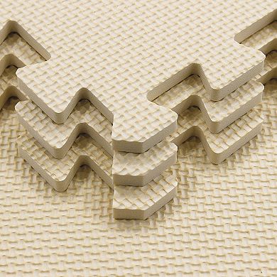 18 Tiles Interlocking EVA Foam Play Mat Beige 16 sq.ft Puzzle Floor Gym Exercise Crawling Mat