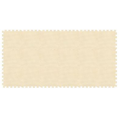 18 Tiles Interlocking EVA Foam Play Mat Beige 16 sq.ft Puzzle Floor Gym Exercise Crawling Mat