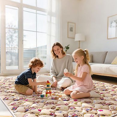Baby Play Mat 79"x71" Extra Large Thickened Foam Machine Washable Non-Slip Foldable Crawling Mat