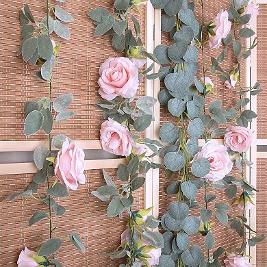 Artificial Rose Vine Garland 4 Pieces 26 Feet for Wedding