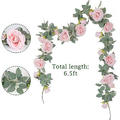 Artificial Rose Vine Garland 4 Pieces 26 Feet for Wedding
