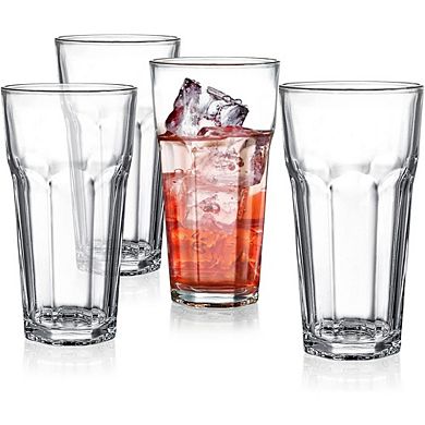 8pc Highball Drinking Glass Set, Lead-Free Thick Glasses for Cocktails