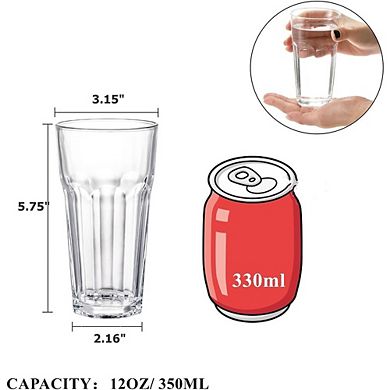 8pc Highball Drinking Glass Set, Lead-Free Thick Glasses for Cocktails
