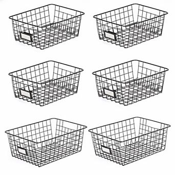Wire Baskets for Pantry Organization 6 Pack Multiple Sizes