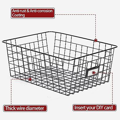 Wire Baskets for Pantry Organization 6 Pack Multiple Sizes