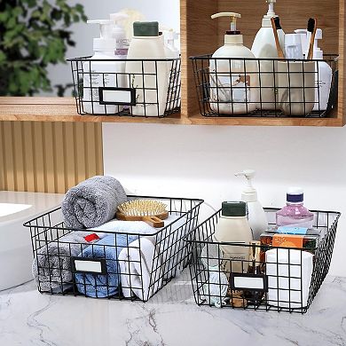 Wire Baskets for Pantry Organization 6 Pack Multiple Sizes