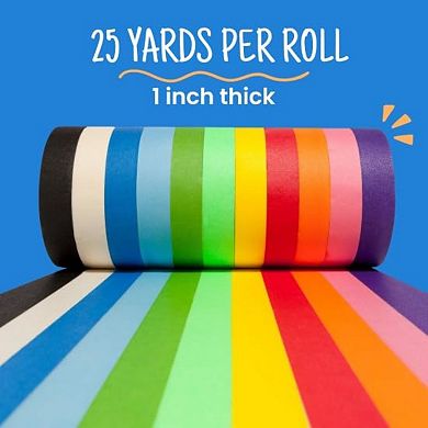 Colored Masking Tape 11 Roll Multi Pack 1 Inch Wide