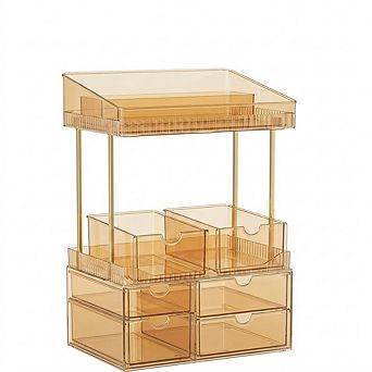4 tier Makeup Organizer, 4 Drawers with Dividers, Clear Cosmetic Storage
