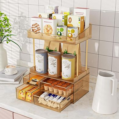 4-Tier Makeup Organizer, 4 Drawers with Dividers, Clear Cosmetic Storage