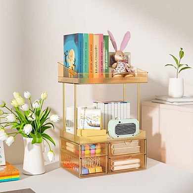 4-Tier Makeup Organizer, 4 Drawers with Dividers, Clear Cosmetic Storage