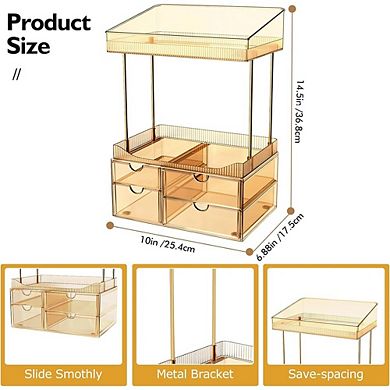 4-Tier Makeup Organizer, 4 Drawers with Dividers, Clear Cosmetic Storage