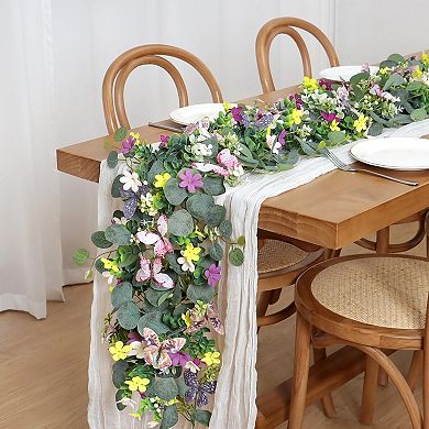 Artificial Daisy Garland 5.68 Feet with 3D Butterfly