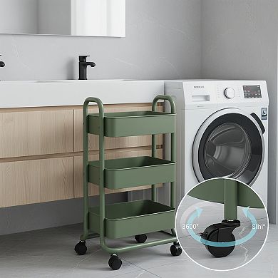 Slim Rolling Storage Cart 3 Tier for Bathroom Laundry