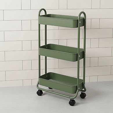 Slim Rolling Storage Cart 3 Tier for Bathroom Laundry