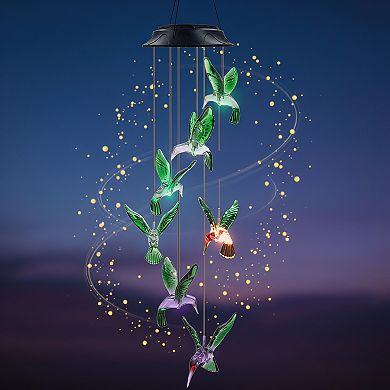 Hummingbird Solar Wind Chimes for Outdoor Garden Decor