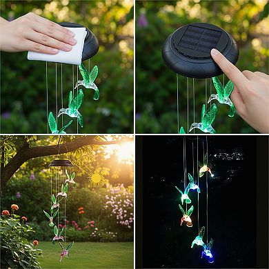 Hummingbird Solar Wind Chimes for Outdoor Garden Decor