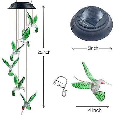 Hummingbird Solar Wind Chimes for Outdoor Garden Decor