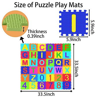 36 Tiles Kids Foam Puzzle Mat Alphabet Letters Numbers Play Rug Educational Floor Mat