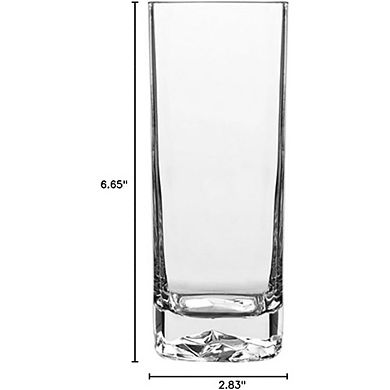 Highball Glass Set of 4 Thick Base, Lead-Free, Dishwasher Safe