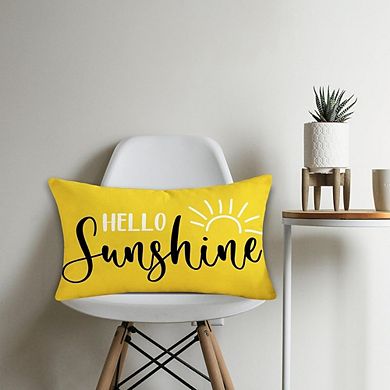 Hello Sunshine Throw Pillow Cover, Waterproof Lumbar Farmhouse Seasonal Decor