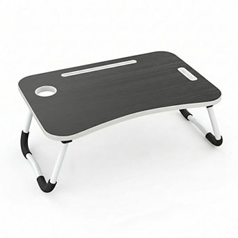 Folding Lap Desk Portable Wood with Cup Holder