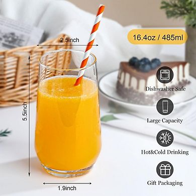 6-Piece Highball Glass Set Crystal Clear, Dishwasher Safe