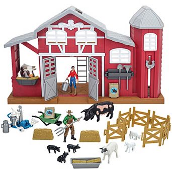 Big Country Toys Dairy Barn Adventure 38 pc Farm Playset with Moving Crane & Elevator