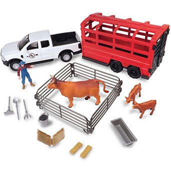 Big Country Toys Truck & Cattle Trailer Adventure 18 pc Farm Toy Playset