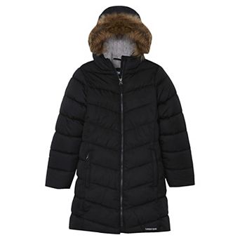 Girls 4-16 Lands' End Fleece Lined Parka with Faux Fur Trim