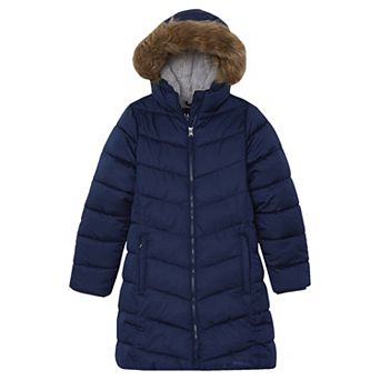 Girls 4-16 Lands' End Fleece Lined Parka with Faux Fur Trim