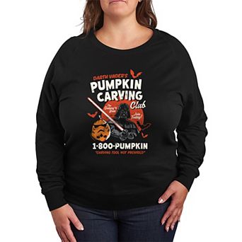 Plus Size Star Wars Darth Vader's Pumpkin Carving Club French Terry Long Sleeve Tee