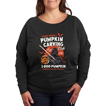 Plus Size Star Wars Darth Vader's Pumpkin Carving Club French Terry Long Sleeve Tee