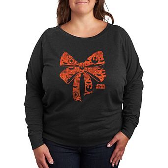 Plus Size Star Wars Halloween Bow Silhouette French Terry Long Sleeve Tee