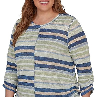 Plus Size Alfred Dunner Indigo Girls Spliced Multi Stripe Knit Top