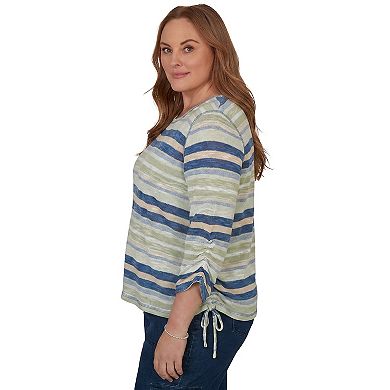 Plus Size Alfred Dunner Indigo Girls Spliced Multi Stripe Knit Top