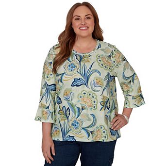 Plus Size Alfred Dunner Indigo Girls Bold Meadow Floral Knit Top