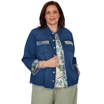 Plus Size Alfred Dunner Indigo Girls Sequin Embellished Stretch Denim Jacket